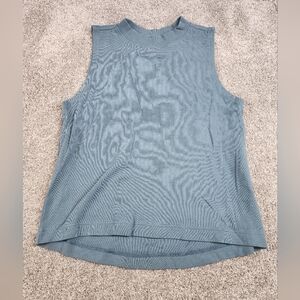 Pact Airplane Tank Top Womens Small Green Mock Neck Sleeveless Organic Cotton